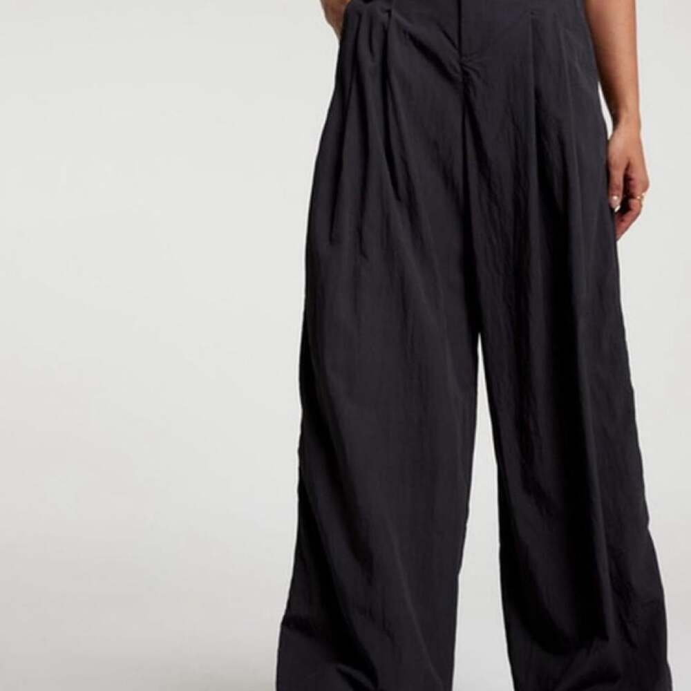 CALIA Wide Leg Pants Size M Black Pleated Waistband